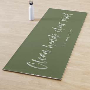 clean hands clear mind inspirational quote yoga mat