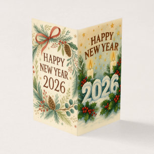 clean happy new year 2026 business card