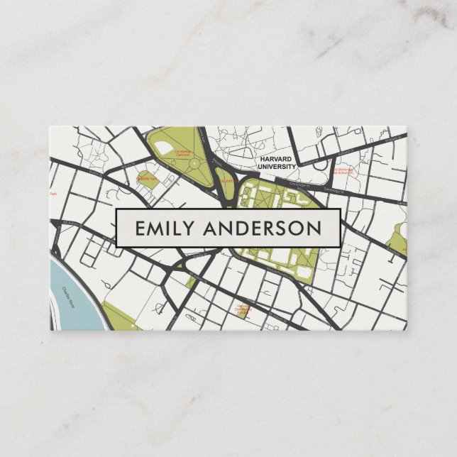 CLEAN HARVARD UNIVERSITY MASSACHUSETTS OUTLINE MAP BUSINESS CARD (Front)