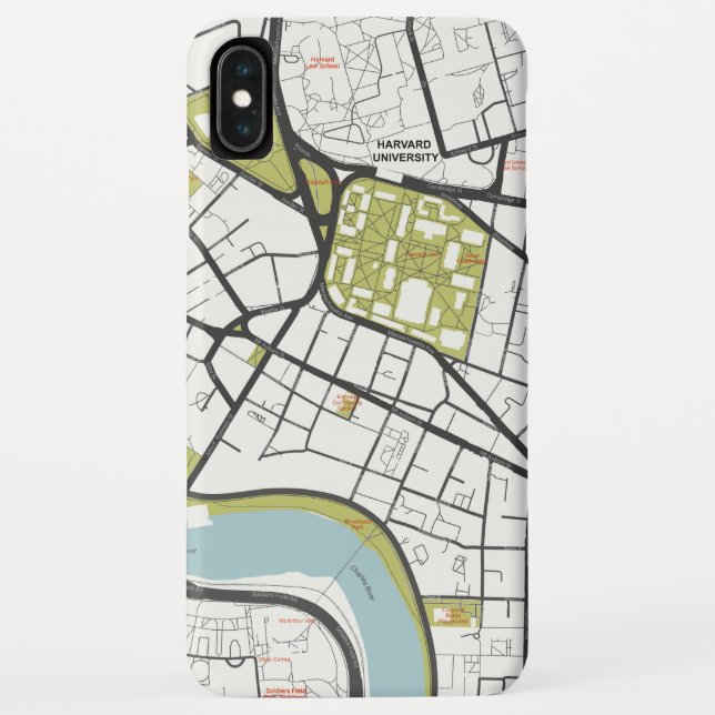 CLEAN HARVARD UNIVERSITY MASSACHUSETTS OUTLINE MAP Case-Mate iPhone CASE (Back)