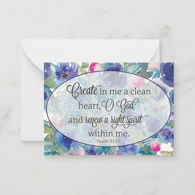 Clean heart blue and pink floral card (Front)