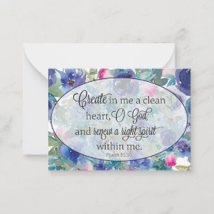 Clean heart blue and pink floral card