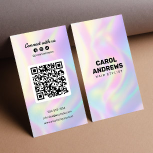 Clean Holographic Connect with us Hairdresser Business Card