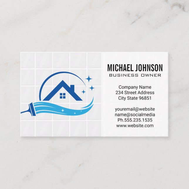 Clean Home Sweeping | Bathroom Tiles Business Card (Front)