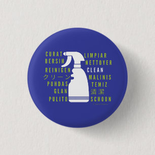Clean in Every Language 3 Cm Round Badge