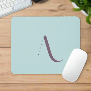 Clean Initial Name Typography Pastel Blue & Purple Mouse Mat