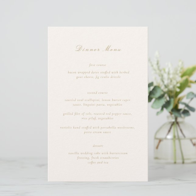 Clean Ivory and Gold Elegant Wedding Menu (Standing Front)