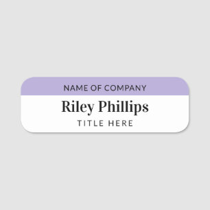 Clean Lavender & White Company Name Title Name Tag