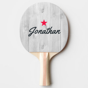 Clean Light Grey Wooden Vintage Star Signature Ping Pong Paddle
