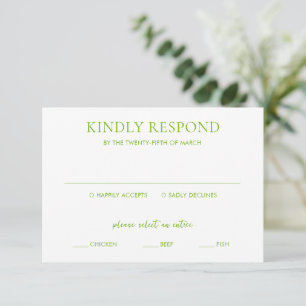 Clean Lime Green Elegant Wedding RSVP Card