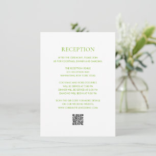 Clean Lime Green QR Code Elegant Wedding Enclosure Card