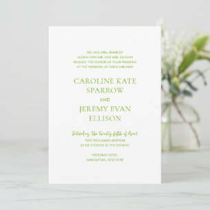 Clean Lime Green QR Code Elegant Wedding Invitation