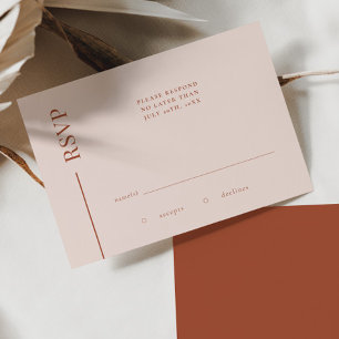 Clean Line Terracotta Minimalist Wedding RSVP Card