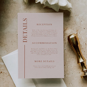 Clean Line Terracotta Wedding Details Enclosure Card