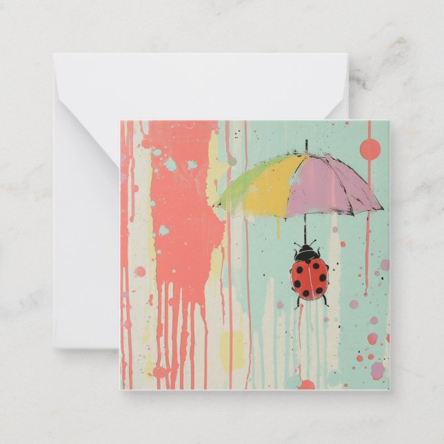 Clean Lines & Critters: Ladybug Raindrop Card (Front)