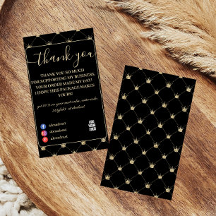 Clean Luxury Crown Pattern Black Gold Thank You Card