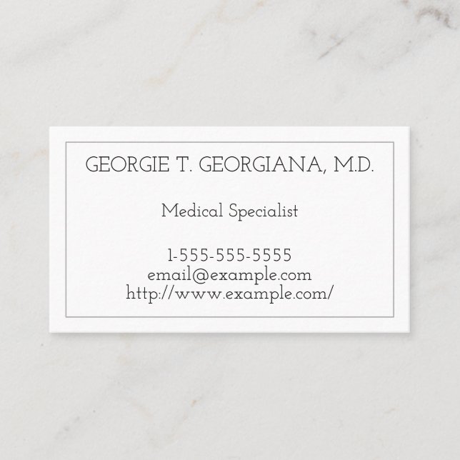Clean Medical Specialist Business Card (Front)