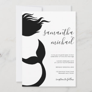 Clean Mermaid Silhouette Wedding Invitation