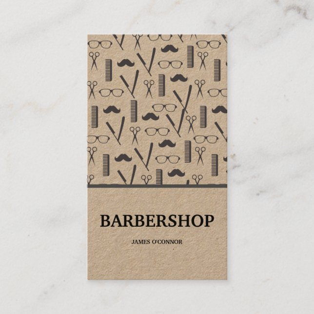 Clean Minimal Barber Barbershop Business Card (Front)