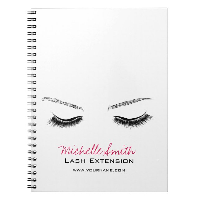 Clean Minimal Black Lash Extension Beauty Salon Notebook (Front)