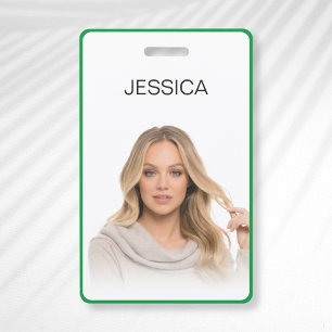 Clean Minimal Green Corporate Employee Photo ID ID Badge