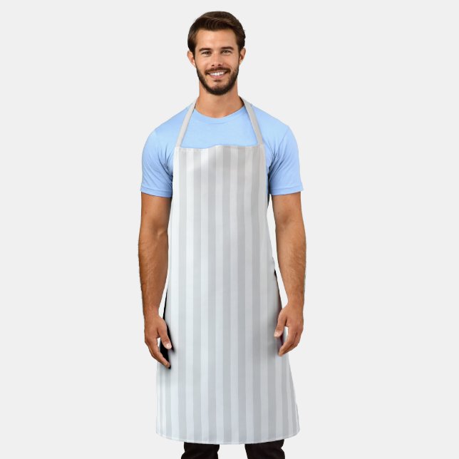 Clean, Minimal Grey & White Stripes Apron (Worn)