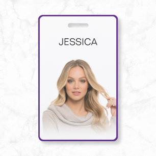 Clean Minimal Purple Corporate Employee Photo ID ID Badge