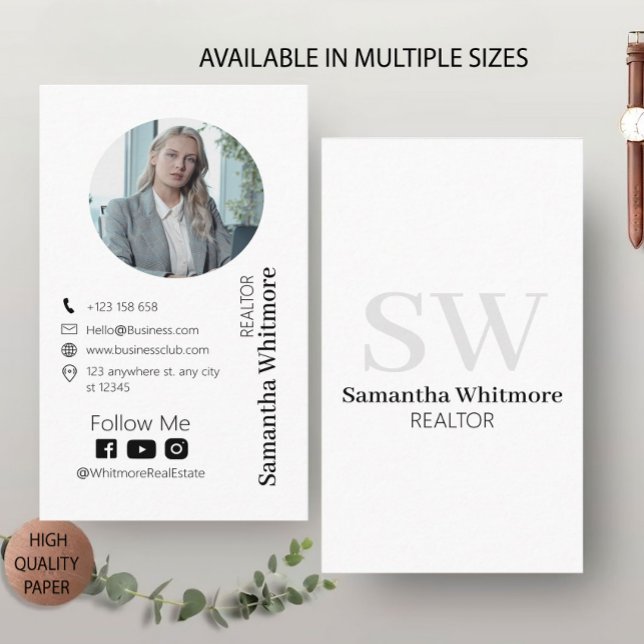 Clean Minimal Realtor Professional Real Estate Business Card (Creator Uploaded)