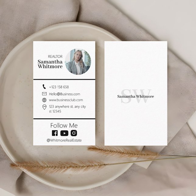 Clean Minimal Realtor Professional Real Estate Business Card (Creator Uploaded)