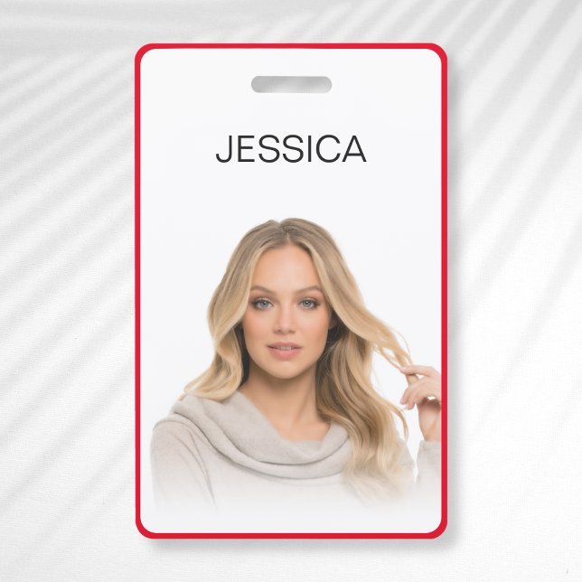 Clean Minimal Red Corporate Employee Photo ID ID Badge (Creator Uploaded)