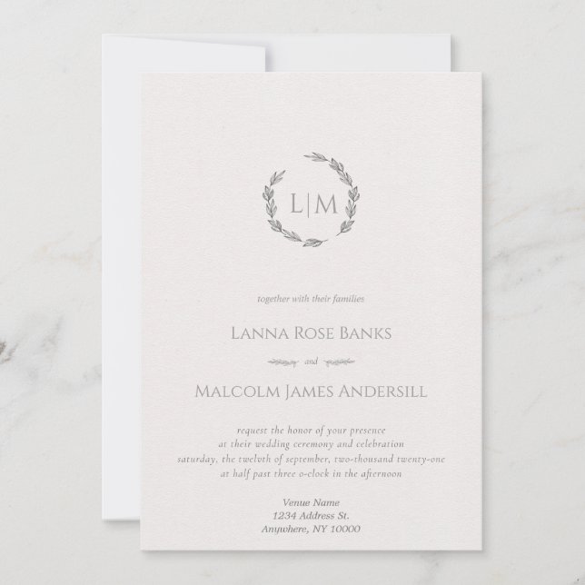 Clean & Minimal w/ Simple Botanical Line Drawings Invitation (Front)