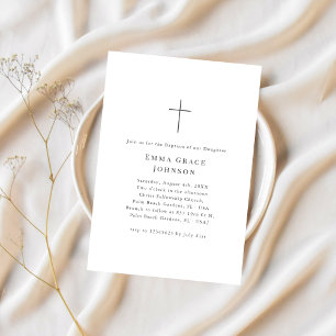 Clean Minimalist Baptism For Baby Boy or Girl Invitation