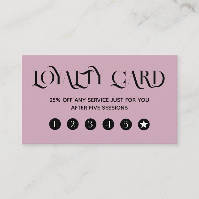 Clean minimalist dark pink  loyalty card (Front)