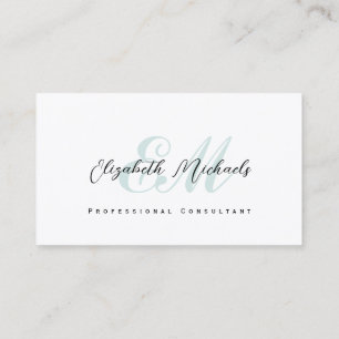 Clean minimalist elegant aqua black  business card