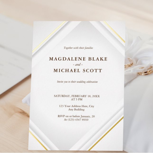 Clean Minimalist Gold Lines Frame Foil Invitation (Creator Uploaded)