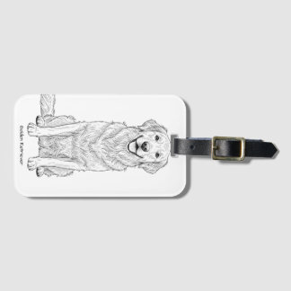 Clean Minimalist Golden Retriever Line Art  Luggage Tag