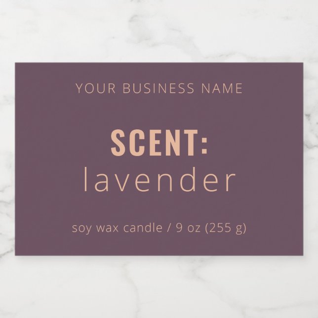 Clean Minimalist Plum & Tan Candle Food Label (Single Label)