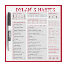 Clean Minimalist Red Habit & Goal Tracker Planner