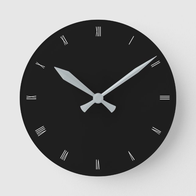 Clean, minimalist roman numeral round clock (Front)