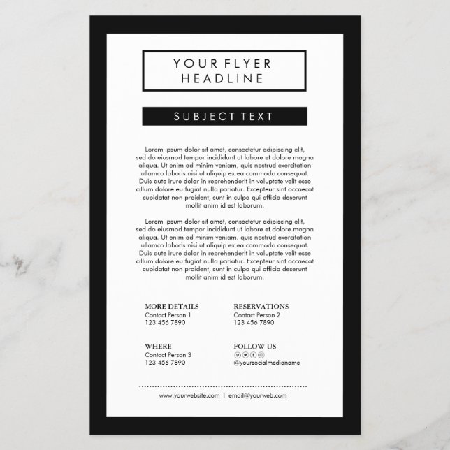 Clean Minimalist Social Media Luxury B&W 5.5x8.5 Flyer (Front)