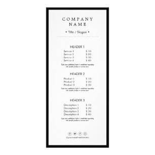 Clean Minimalist Social Media Luxury Black&White Rack Card