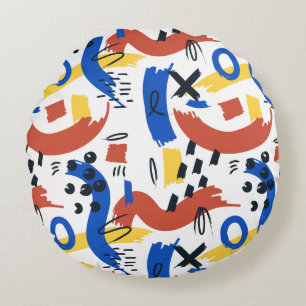Clean Modern Abstract Pattern Colorful Artistic Round Cushion
