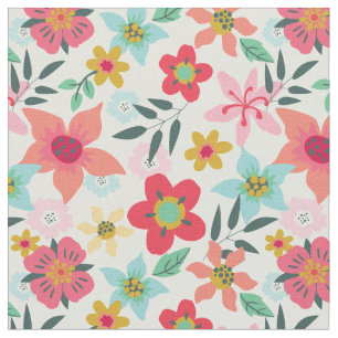Clean Modern Bright Floral Print Fabric