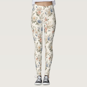 Clean Modern Garden Florals and Negative Space Leggings