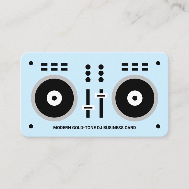 Clean Modern Light Blue DJ  Business Card (Front)