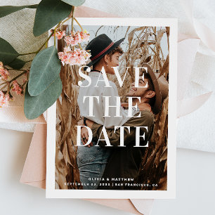 Clean Modern Typography   Minimalist Photo Wedding Save The Date