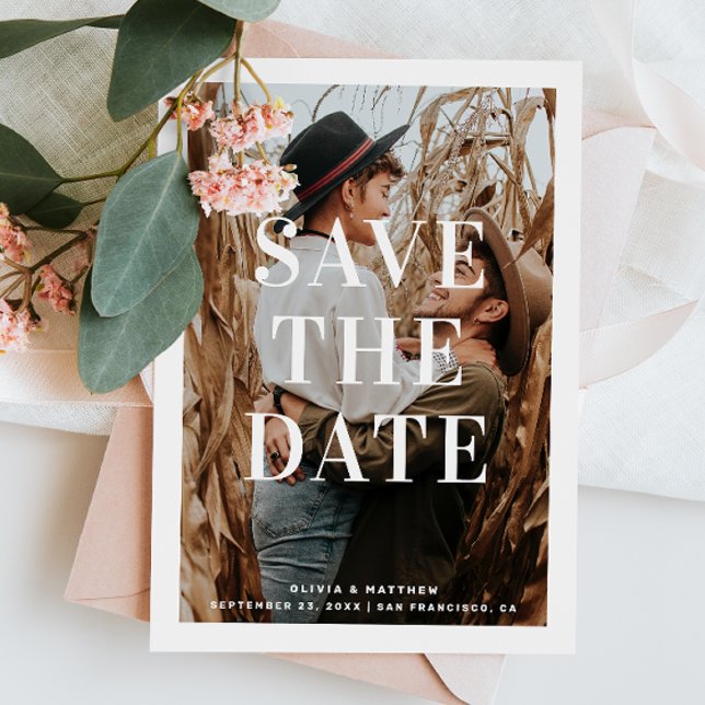 Clean Modern Typography | Minimalist Photo Wedding Save The Date (Creator Uploaded)