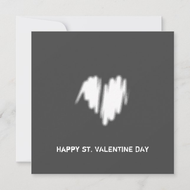 Clean Monochrome Modern White Heart QR Code Card (Front)