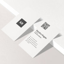 Clean Monogram QR Code Minimal White Vertical