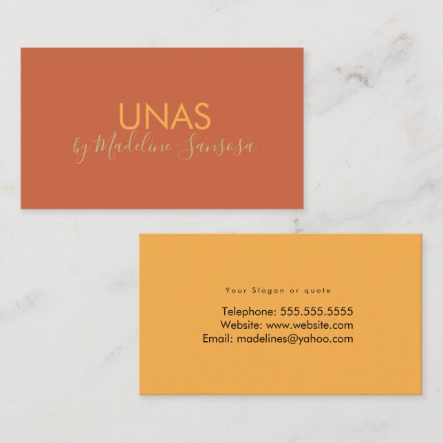 Clean Nail Technician Orange Business Card (Front/Back)